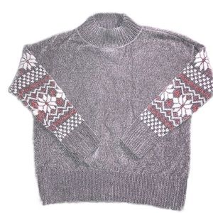 Christian Siriano Sweater Size Large mock neck soft snowflake pattern